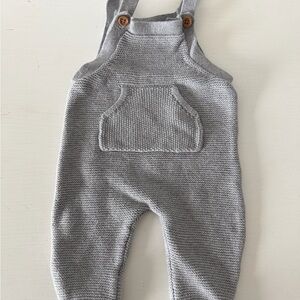 Carter's Light Gray Knit Overalls with Front Pocket